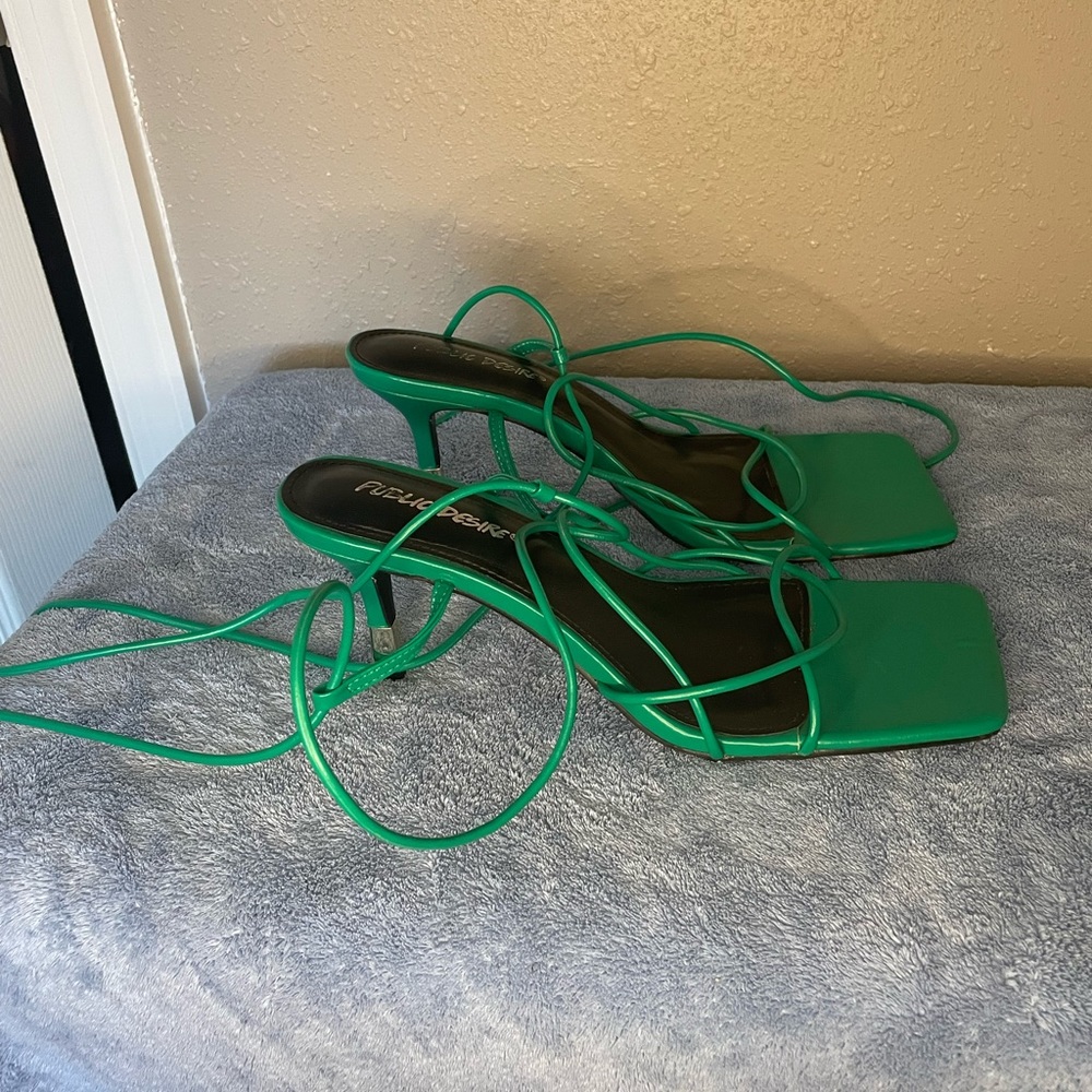 Green lace up heels